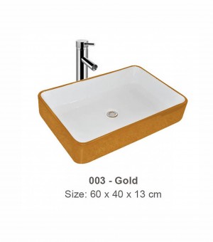 حوض مغسلة صيني أبيض ذهبي صيني  40 × 60 سم # 003