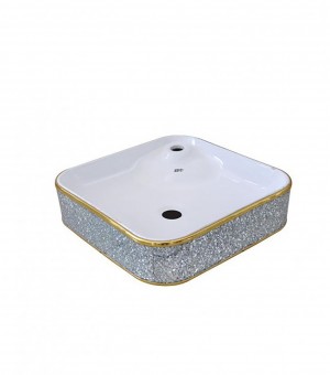 حوض مغسلة و ديكور  برسلان  أبيض صيني  50 × 41 × 13 مم # D3244