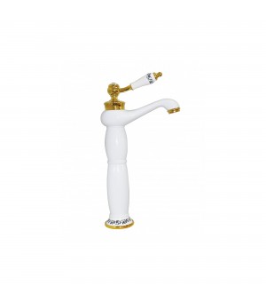 خلاط مغسلة رخام ابيض مذهب طويل  صيني # 8056