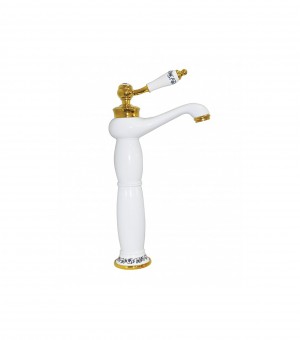 خلاط مغسلة رخام ابيض مذهب طويل صيني # 8056 خلاط مغسلة رخام ابيض مذهب طويل صيني # 8056