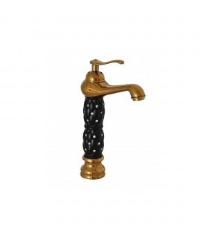 خلاط مغسلة اسود مذهب طويل صيني # 8074