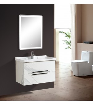 طقم  مغسلة مع حوض بورسلان مع مرايا  LED - صيني 80 سم # AQ-8035