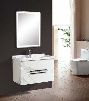 طقم  مغسلة مع حوض بورسلان مع مرايا  LED - صيني 80 سم # AQ-8035