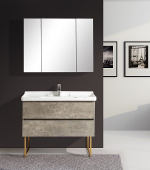 طقم مغسلة مع حوض بورسلين مع مرايا  LED صيني  100 سم # AQ-8047