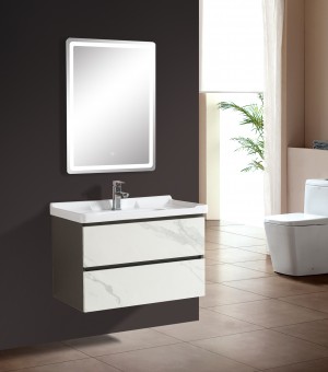 طقم  مغسلة مع حوض بورسلان مع مرايا  LED - صيني 80 سم # AQ-8052