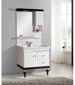 مغسلة PVC  حوض ودولاب مع مرايا 80 سم # YJ-0062