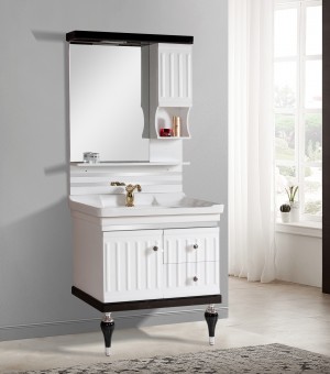 مغسلة PVC  حوض ودولاب مع مرايا 80 سم # YJ-0062