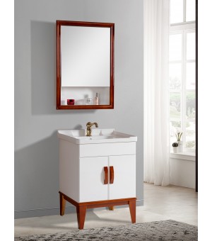 طقم مغسلة PVC حوض و دولاب متحرك مع مرايا  صيني  60 × 46 سم- YJ-0065