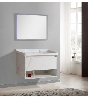 طقم مغسلة مع حوض بورسلين مع مرايا  LED صيني  80 سم # AQ-8006