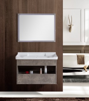 طقم مغسلة مع حوض بورسلان مع مرايا  LED - صيني 80 سم # AQ-8010