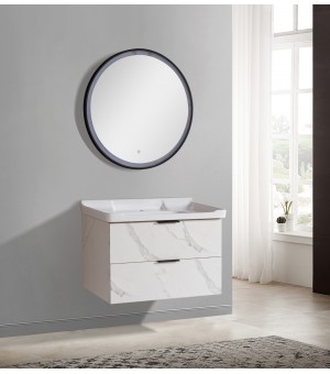 طقم  مغسلة  مع حوض بورسلان مع مرايا  LED - صيني 80 سم # AQ-8011