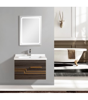 طقم مغسلة مع حوض بورسلان مع مرايا  LED - صيني 80 سم # AQ-8033