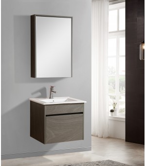 طقم مغسلة مع حوض بورسلان مع مرايا  LED - صيني 60 سم # AQ-8034