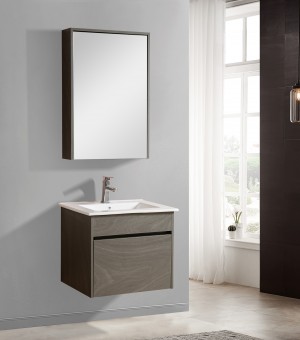 طقم مغسلة مع حوض بورسلان مع مرايا  LED - صيني 60 سم # AQ-8034