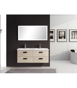 طقم مغسلة مع حوضين بورسلان مع مرايا  LED - صيني 120سم # AQ-8051