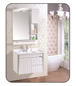 طقم مغسلة PVC حوض  و دولاب  مع مرايا صيني 800 × 470 مم # JC-7086