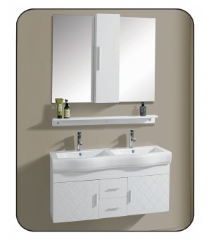 طقم مغسلة  PVC  حوضين و دولاب مع مرايا صيني 123 × 48  سم # JC- 9090