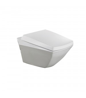 كرسي أفرنجي معلق أبيض مقاس 23سم مع غطاء - صناعة فتنامي  # TOTO - JEWELHEX-CW682E