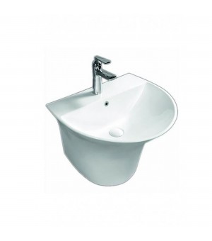 مغسلة  بورسلان أبيض مدور معلقة قطعة واحدة اوتس  صيني 56.5 × 49 سم # D6001