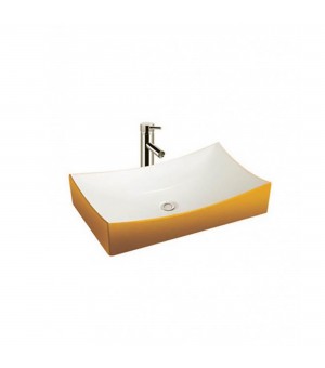 حوض مغسلة أبيض مع مذهب  صيني 40 × 60 سم # LAD-003