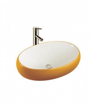 حوض مغسلة  أبيض مع ذهبي صيني 40 × 60 سم LAD015