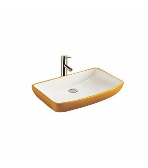 حوض مغسلة أبيض مع ذهبي صيني 39 × 70 سم # LAD028