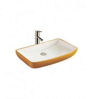 حوض مغسلة أبيض مع ذهبي صيني 39 × 70 سم # LAD028