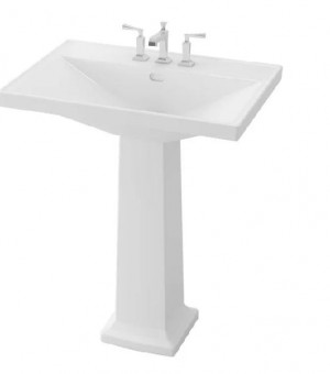 مغسلة أفرنجي ثلاتة فتحات مع عمود أبيض 730×500 ملم  - صناعة أندونيسي  TOTO - LW930J 