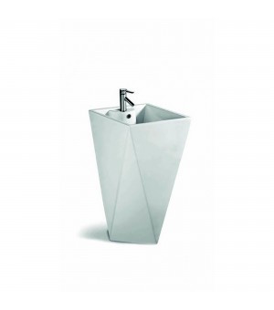 مغسلة بورسلان مربع قطعة واحدة طويل اوتس صيني 47*47*83سم # G016