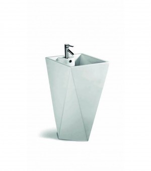 مغسلة بورسلان مربع قطعة واحدة طويل اوتس صيني 47*47*83سم # G016